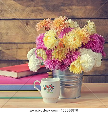 Still Life With A Bouquet Of Chrysanthemums.