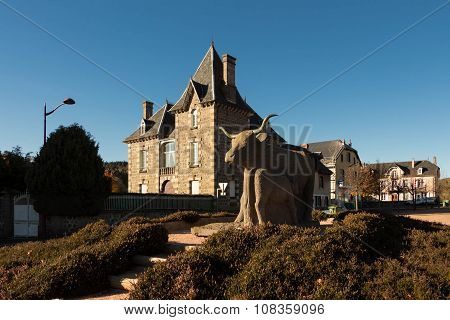 The Monument In Homage To Farmers, Allanche Village, France.
