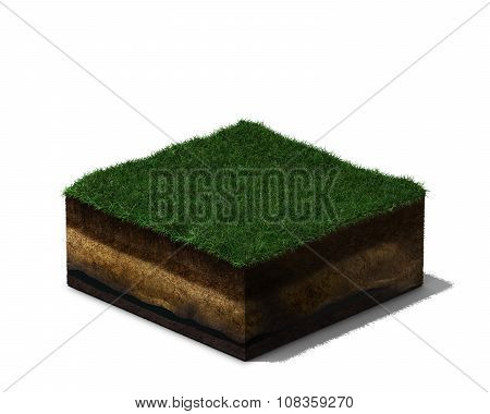 3d  section of land with grass and soil