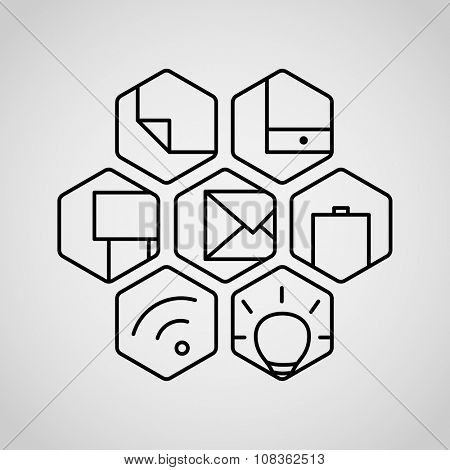 Different lineart icons set. Appication or web interface icons collection