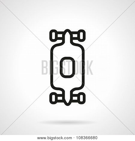 Black simple line longboard vector icon