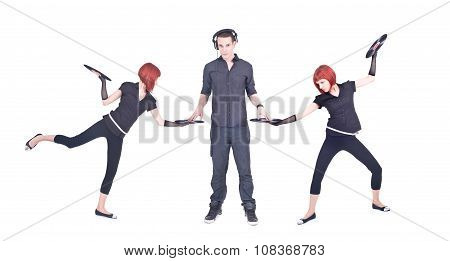 Dj with two girls
