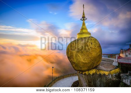 Golden rock of Kyaiktiyo, Myanmar.