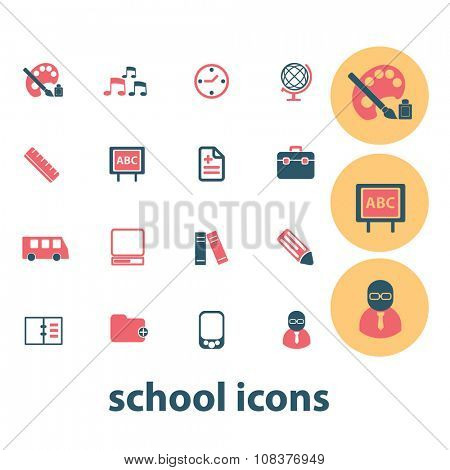 school, learning, education, icons, signs vector concept set for infographics, mobile, website, application

