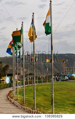 Flags Of City Mitad Del Mundo