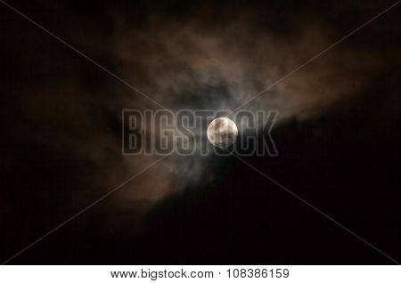 Dark Sky With Full Moon, Lunar Eclipse
