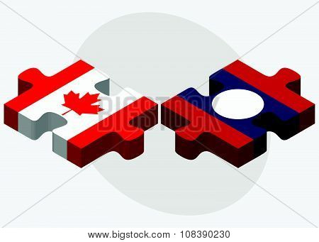 Canada And Laos Flags