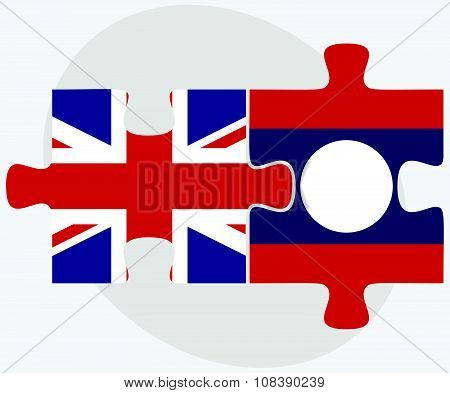 United Kingdom And Laos Flags