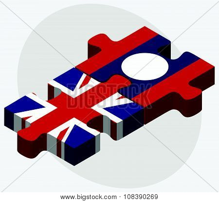 United Kingdom And Laos Flags