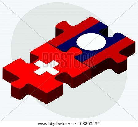 Switzerland And Laos Flags