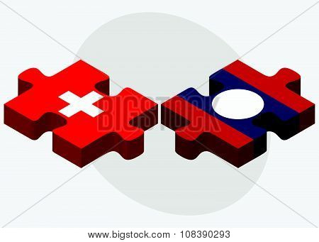 Switzerland And Laos Flags