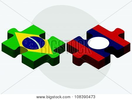 Brazil And Laos Flags