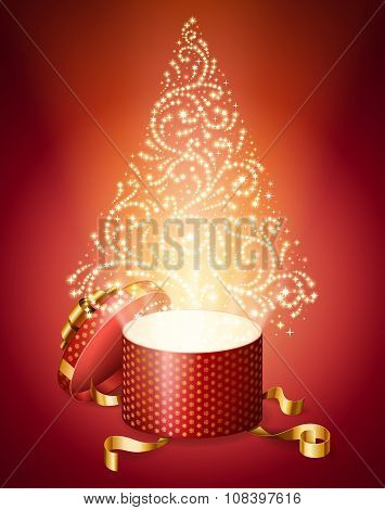 Abstract Christmas Tree From Gift Box