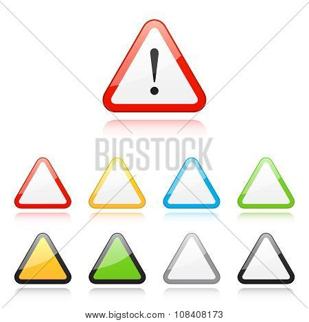 Set of triangle warning signs