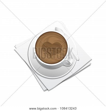 Cup of coffee on the sauser