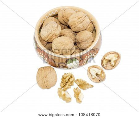 Bowl With Walnuts And Several Nuts Beside