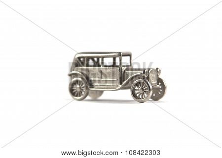 Toy car on white background