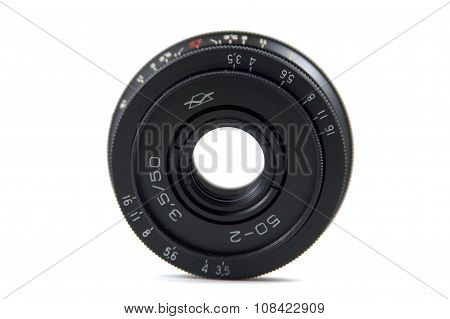 Camera lens isolated on white background
