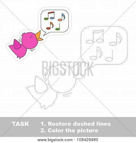 Vector trace game. Nightingale to be traced.