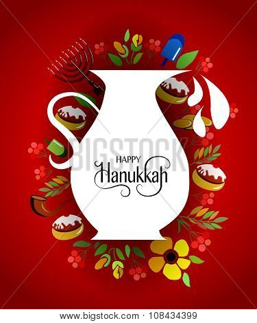 Hand Sketched Happy Hanukkah Logotype, Badge And Icon Typography