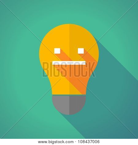 Long Shadow Vector Light Bulb With A Emotionless Text Face