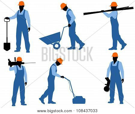 Six Workers Silhouettes