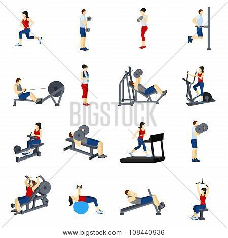 Fitness Gym Training Icons Set
