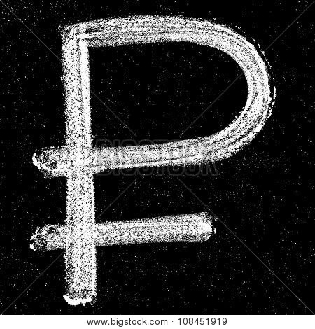 Rouble sign on chalkboard