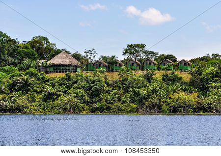 Local Huts In The Amazon Rainforest, Manaos, Brazil