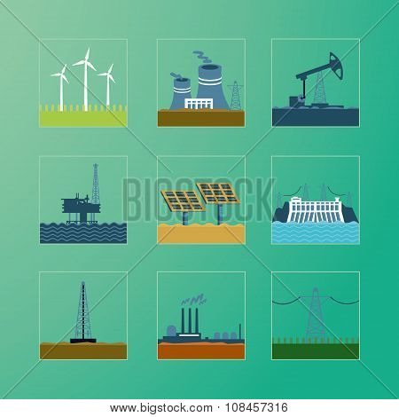 Energy generation icons set