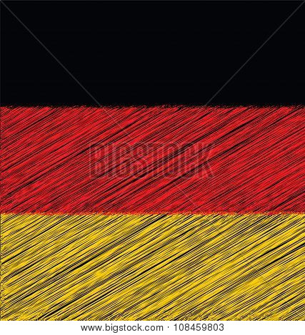 Flat Hand Draw Sketch Flag Of German