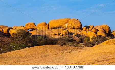 Massive granite rock formations in namibian Spitzkoppe area