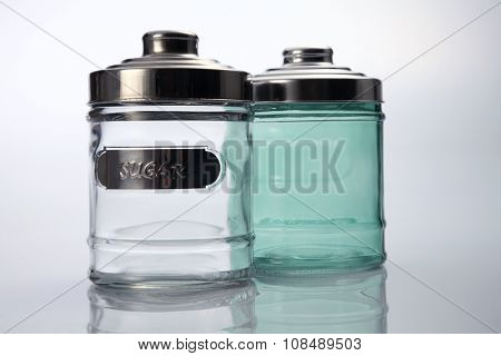 air tight glass jar on the white background