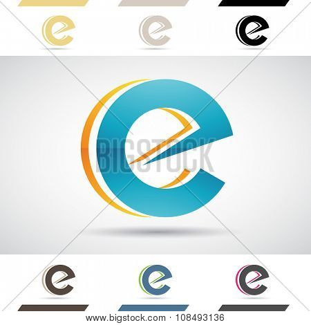 Design Concept of Colorful Stock Icons and Shapes of Letter E, Vector Illustration 