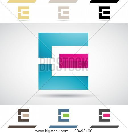 Design Concept of Colorful Stock Icons and Shapes of Letter E, Vector Illustration 