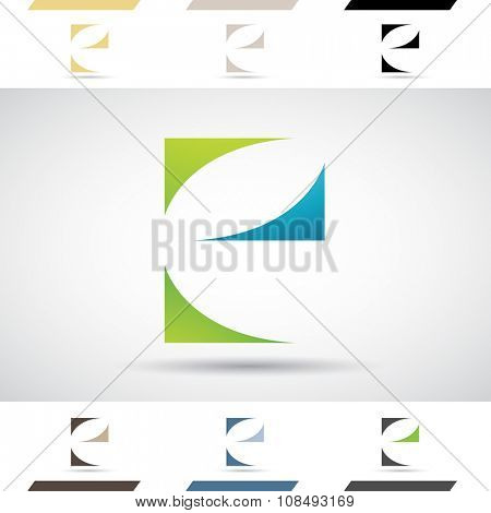 Design Concept of Colorful Stock Icons and Shapes of Letter E, Vector Illustration 