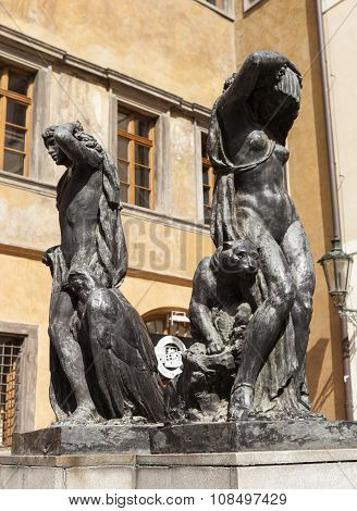Sculpture Jan Štursa "Night and Day." Prague. Czech Republic.