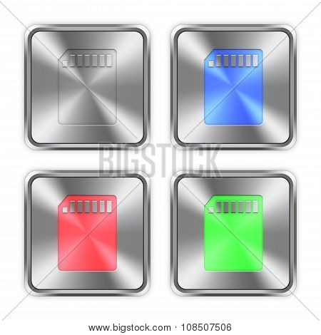 Color Memory Card Steel Buttons