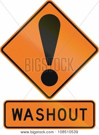 Road Sign Assembly In New Zealand - Washout