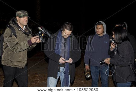 Ron Yacovetti Checks His Audio Device During Paranormal Investigation