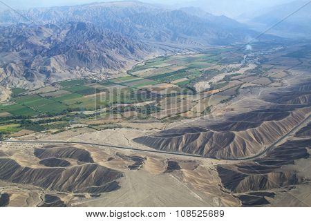 Aerial View Of Pampas De Jumana Near Nazca, Peru.