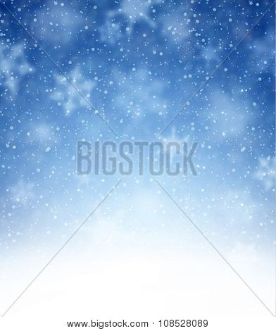 Winter blue background with snowflakes. Vector illustration.
