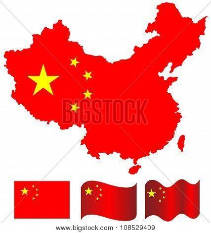 China Map And Flag Of China