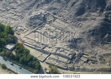 Aerial View Of Ancient Ruins Near Nasca, Peru.