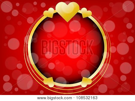 Abstract Gold Hearts And Circle For Valentines Day Background
