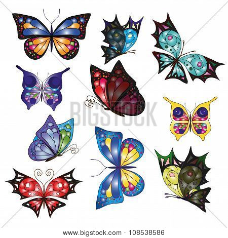 Multicolored Butterflies For Your Design
