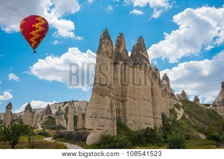 Rock formations in Love Valley of Cappadocia