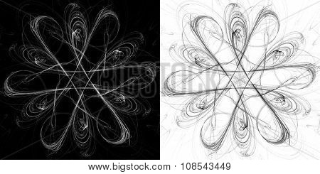 Black and white fractal pattern, art background for creative design.