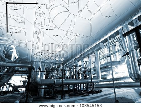 Sketch Of Piping Design Mixed With Industrial Equipment Photos