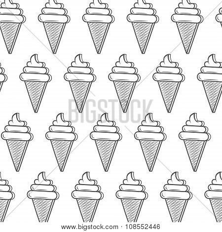 Monochrome Ice Cream Pattern.